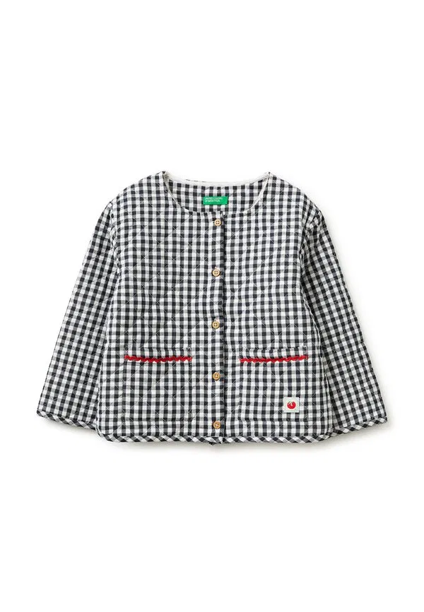 Светлая куртка в клетку United Colors Of Benetton, White Black