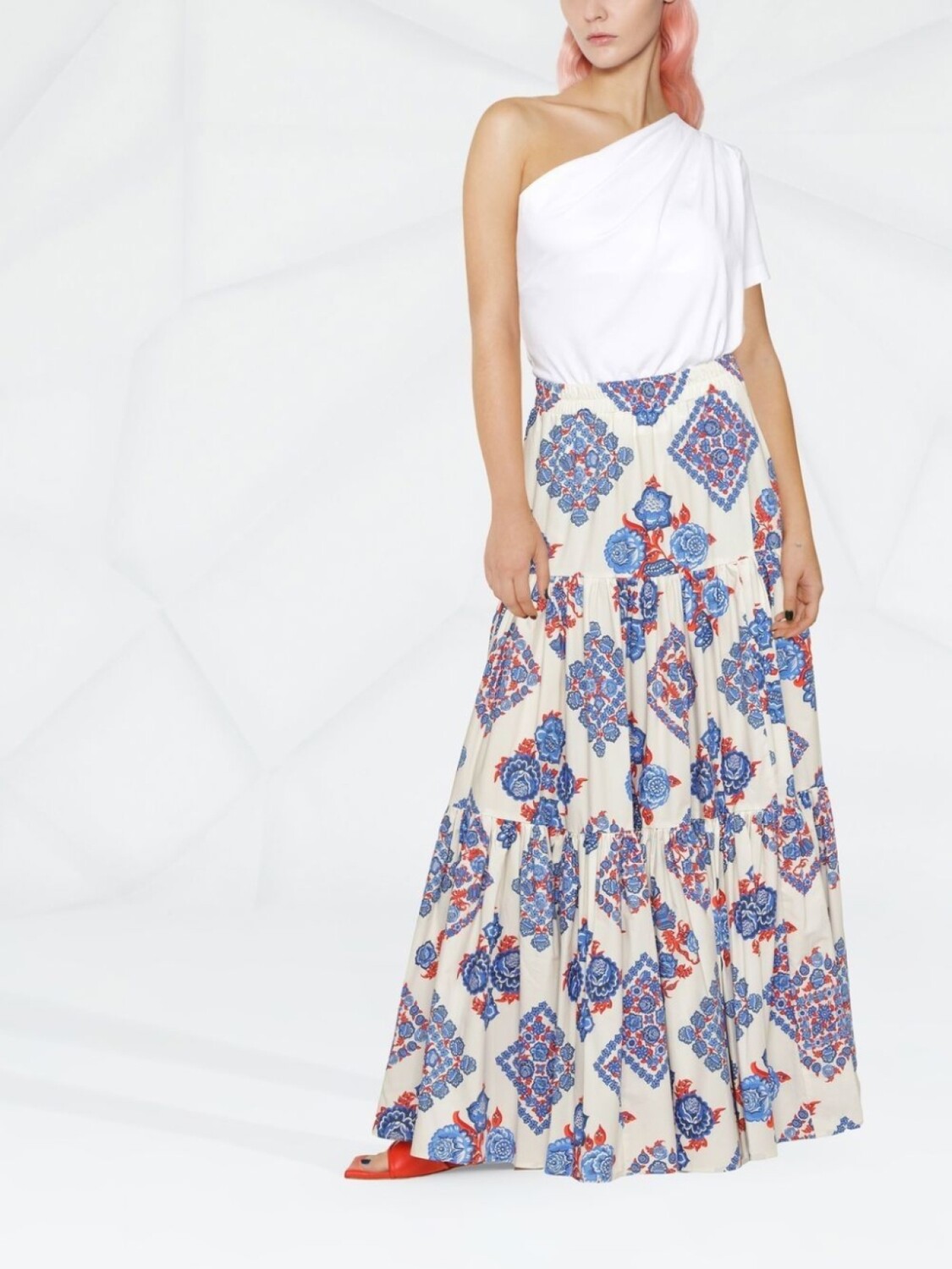 

La DoubleJ юбка макси А-силуэта с цветочным принтом, белый