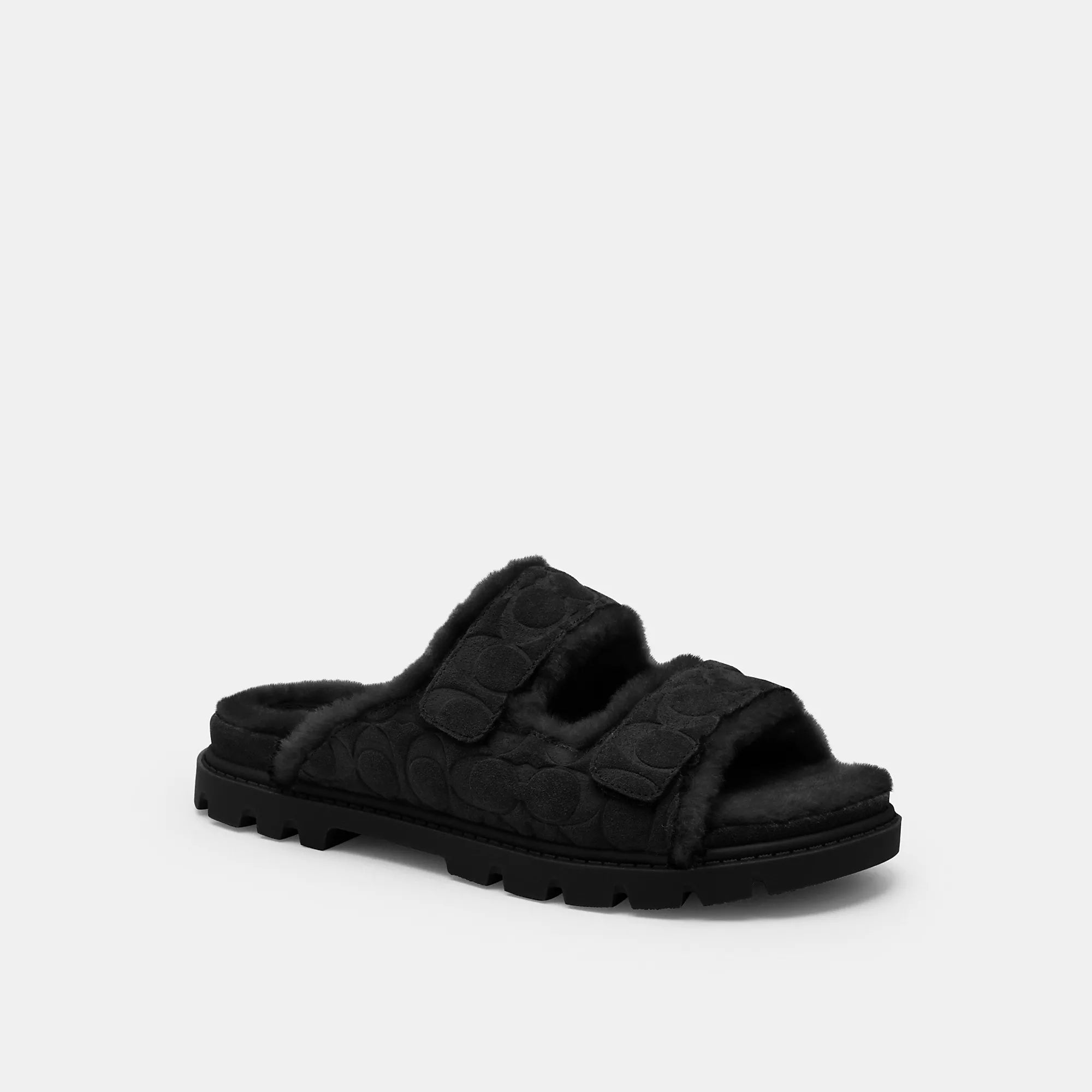 Coach Outlet Two Band Sport Slide In Signature Suede, черный