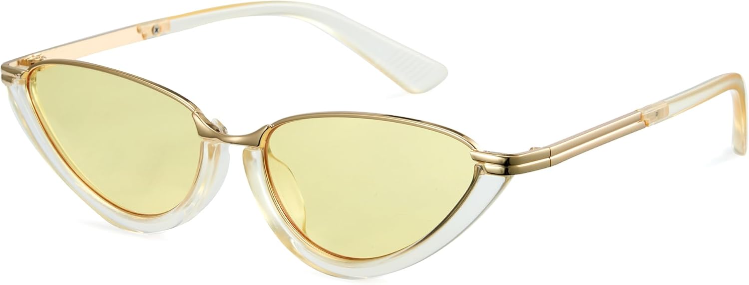 

Солнцезащитные очки Cyxus «Кошачий глаз» для женщин, минималистичная ретро-оправа из металла, модные очки для повседневного ношения, путешествий, уличного стиля, модель 1351, 01-transparent/ Yellow Lenses-1351