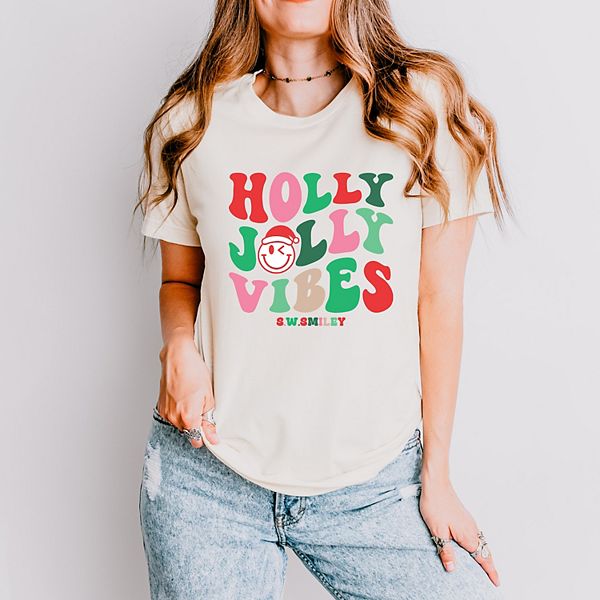 

Футболка с принтом SWSmiley holly jolly vibes smile Simply Sage Market, Cream, Зеленый, Футболка с принтом SWSmiley holly jolly vibes smile Simply Sage Market, Cream
