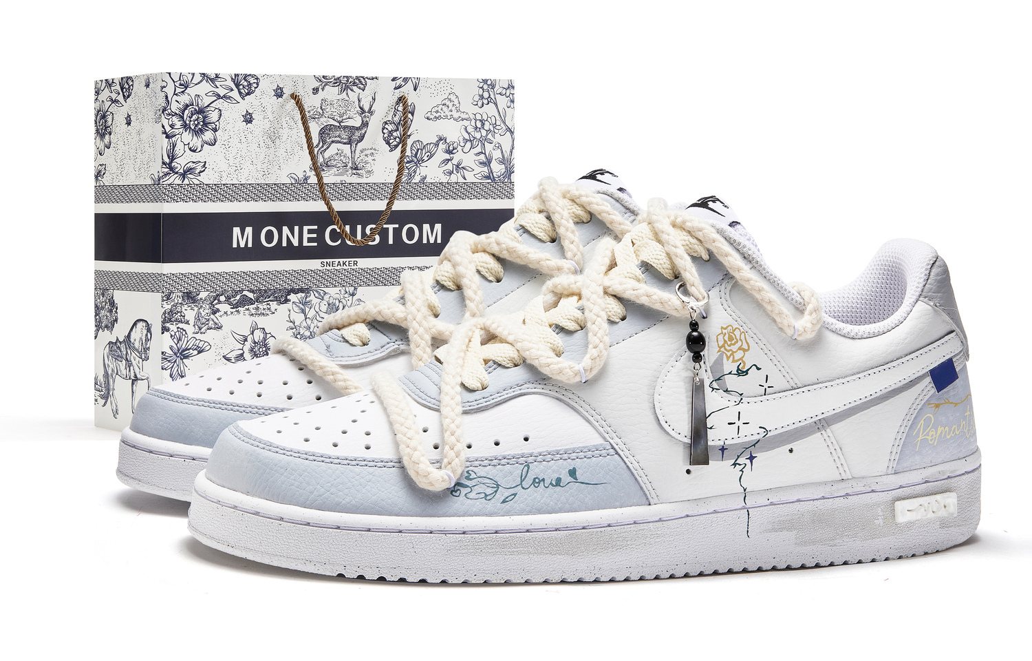 

Кроссовки Nike Court Vision 1 Gradation Line Flower Island Box низкие мужские бело-голубые