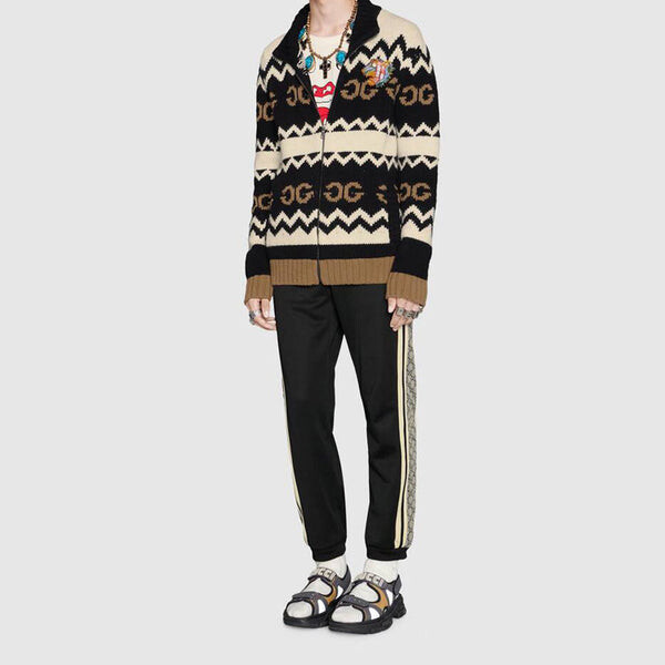 Спортивные штаны GUCCI Oversize Technical Jersey Jogging Pant GG Logo Side Ribbon Jogging Pants For Men Black, черный — фото 2