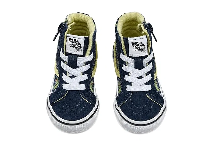 Кроссовки Sk8-Hi Reissue Side Zip Vans Kids, Glow Croc Navy/Yellow — фото 3