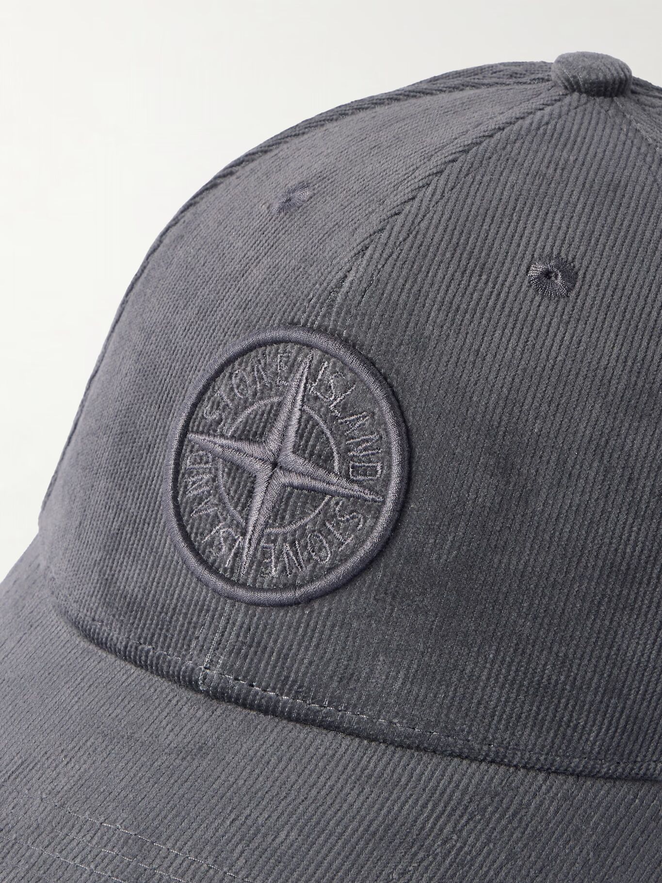 

Бейсболка из хлопкового вельвета с вышитым логотипом STONE ISLAND, серый