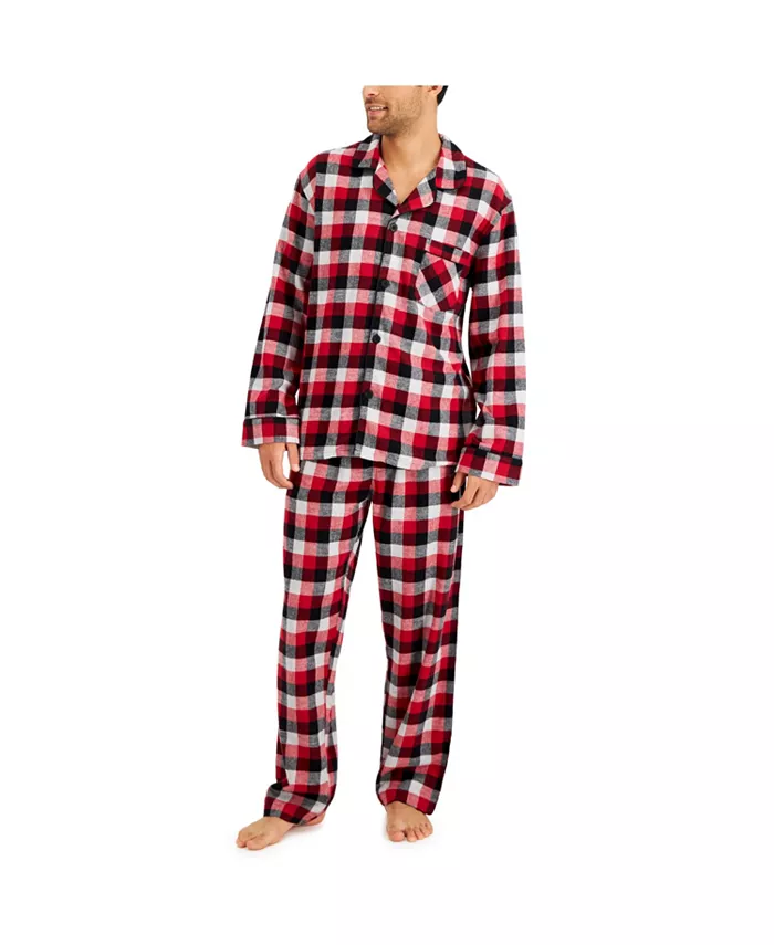 

Мужской комплект пижамы из фланели в клетку Hanes, черный