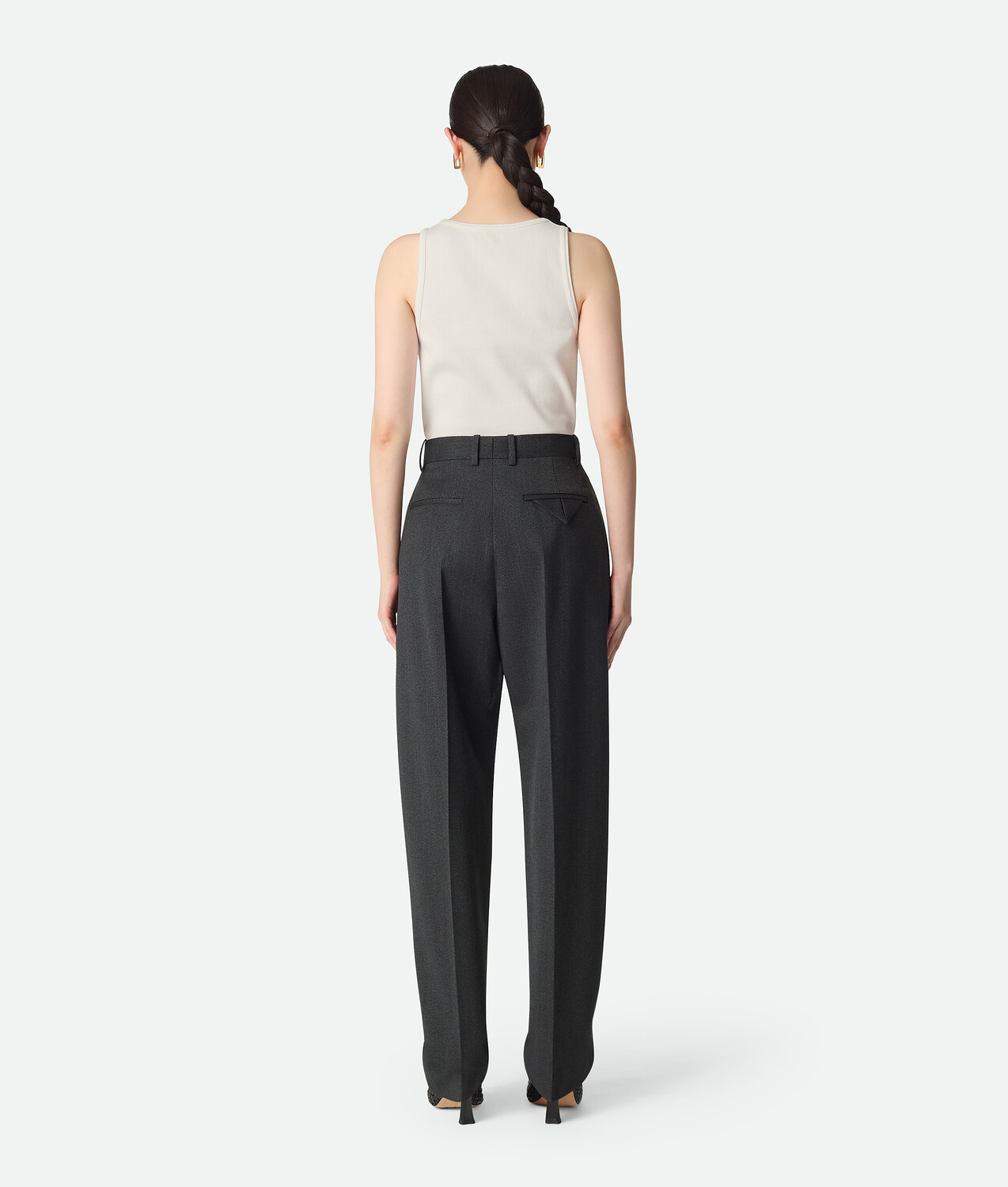 Mouline wool twill pants BOTTEGA VENETA, угольный/черный — фото 3