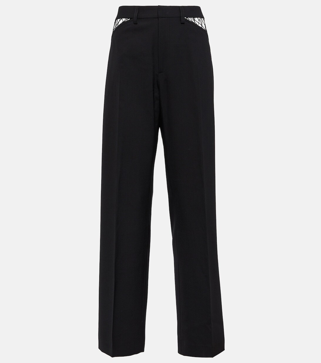 

Прямые брюки из шерсти с вырезами DION LEE, черный