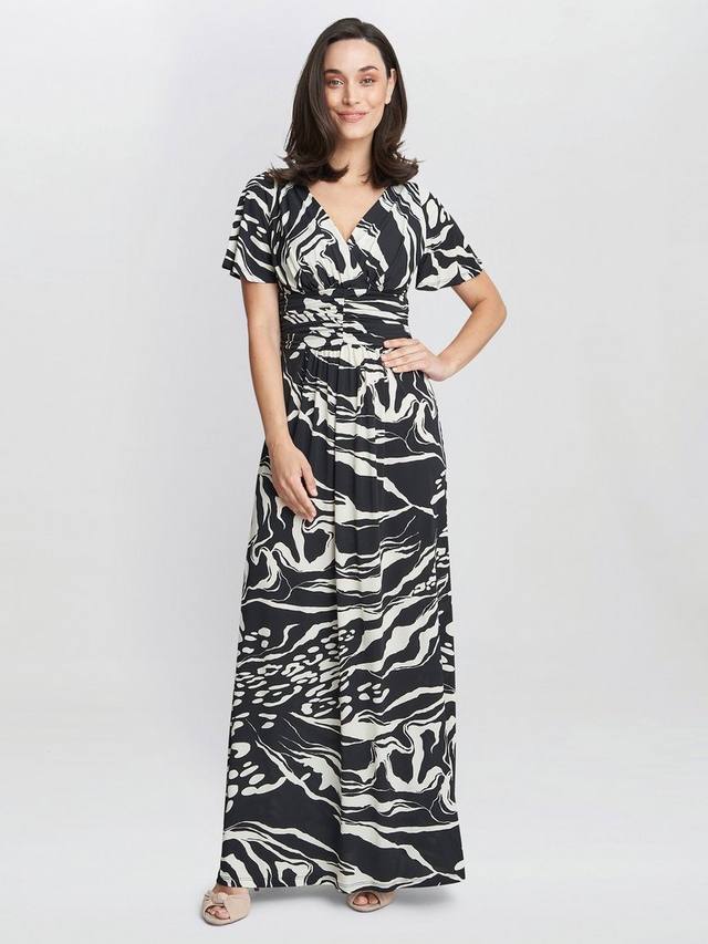

Макси-трикотажное платье джеральдин с абстрактным принтом Gina Bacconi, цвет Black/Cream