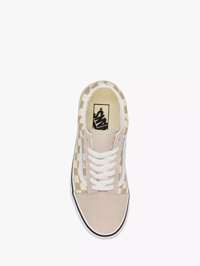 Детские кроссовки Old Skool на шнуровке, расцветка Checker Oatmeal Vans — фото 2