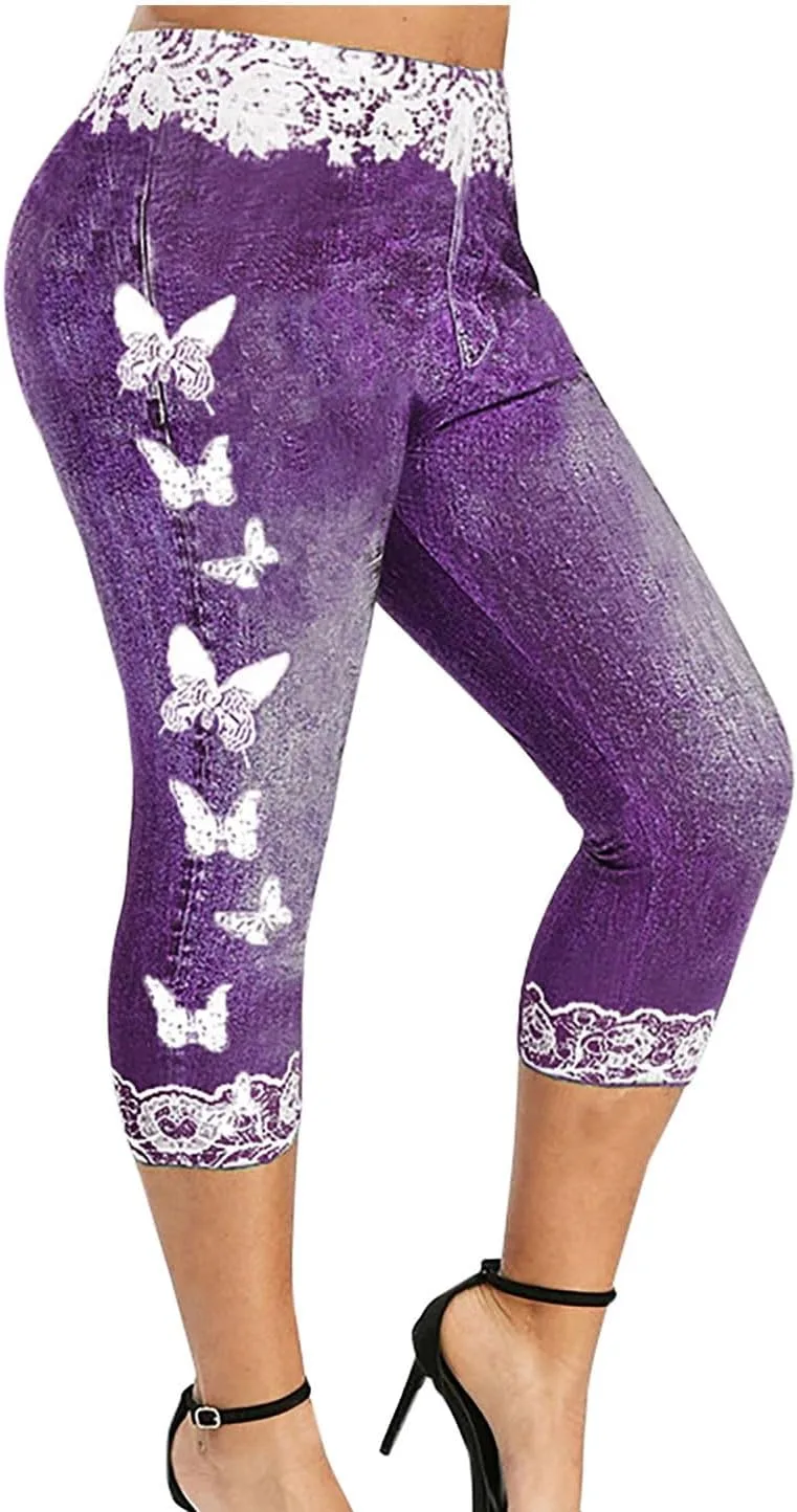 

Женские джинсы-леггинсы Plus Size Bermuda с кружевной вставкой HGps8w