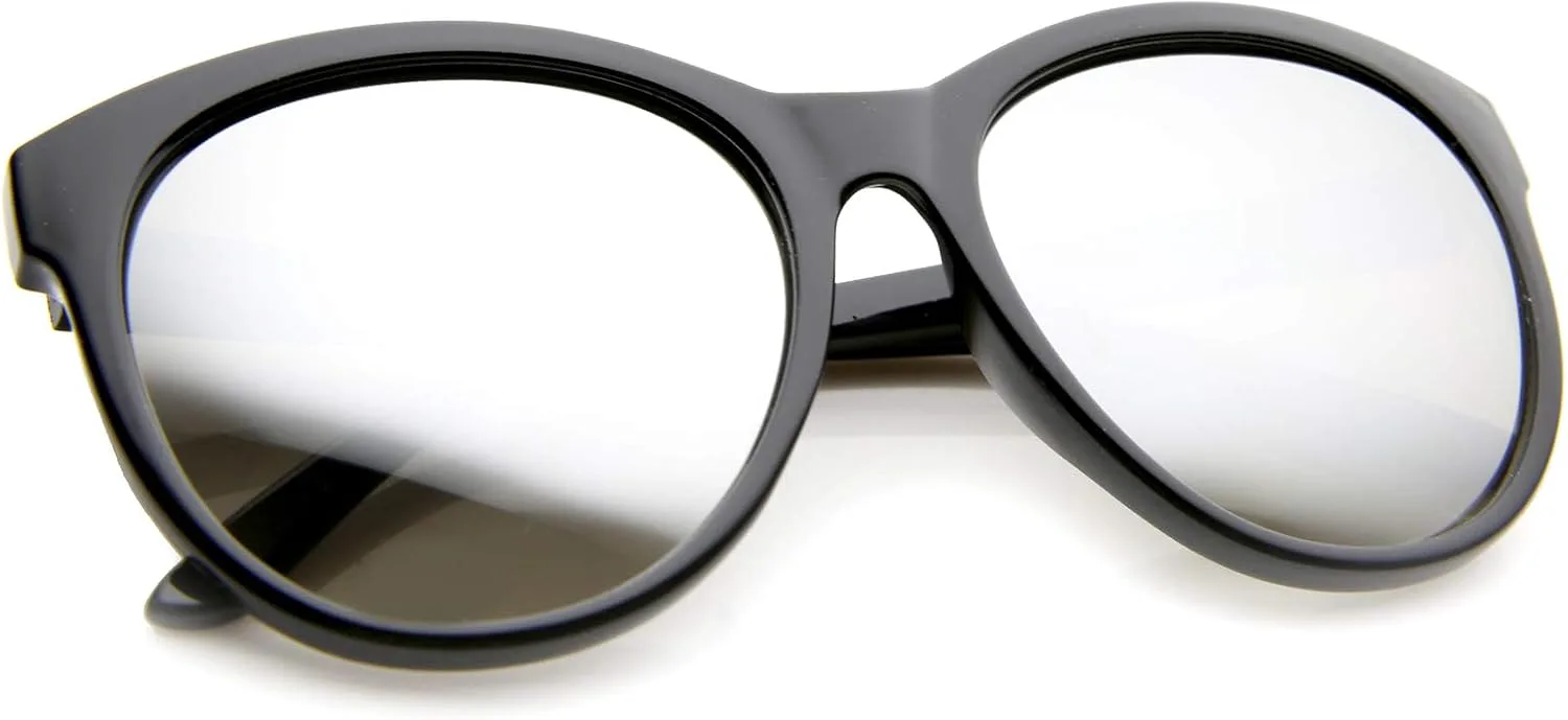 

Женские солнцезащитные очки zeroUV в роговой оправе с цветными зеркальными линзами, увеличенного размера «кошачий глаз», диаметр линз 58 мм, Black / Silver Mirror