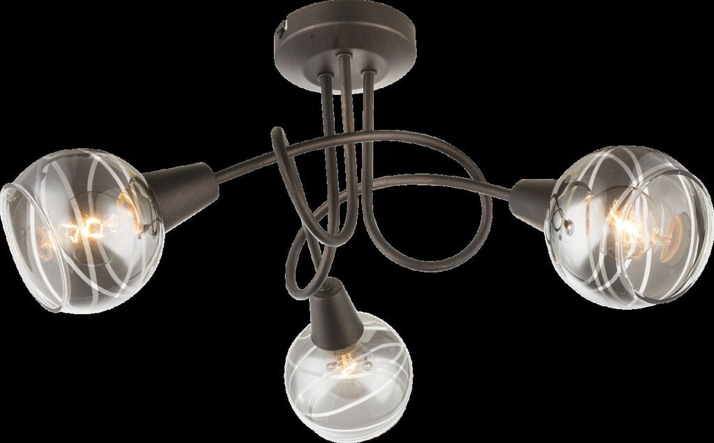 

Потолочный светильник Globo Lighting металлический бронзового цвета, стекло, прозрачное, ø: 390 мм, В: 245 мм, вкл. 3 светодиода E14 4 Вт, 230 В, источник 400 лм, выходная мощность 324 лм, 3000 К, бронза