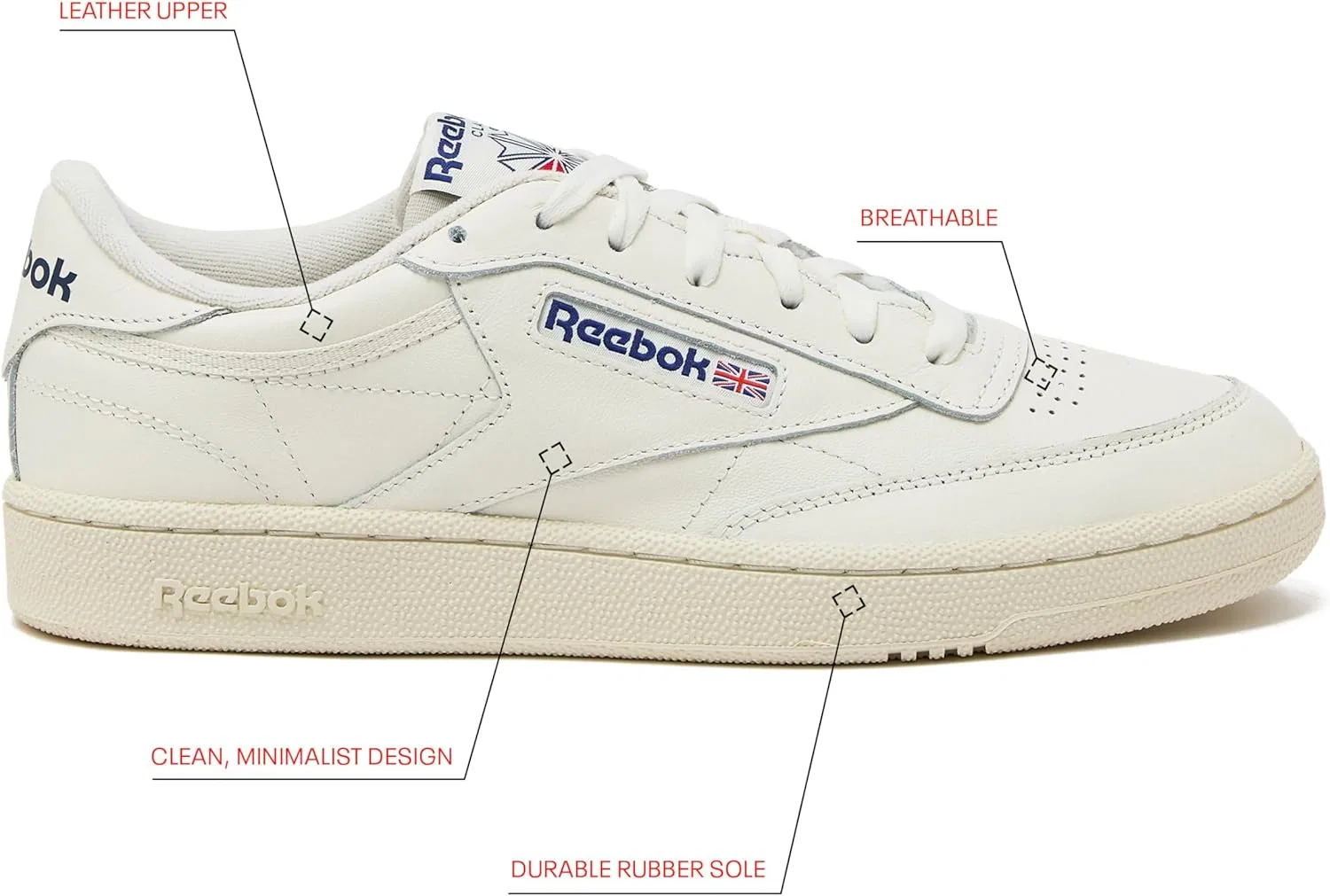 Женские классические нейлоновые кроссовки Reebok, облегающие, на шнуровке, модные, Chalk Chalk Classic Cobalt — фото 2