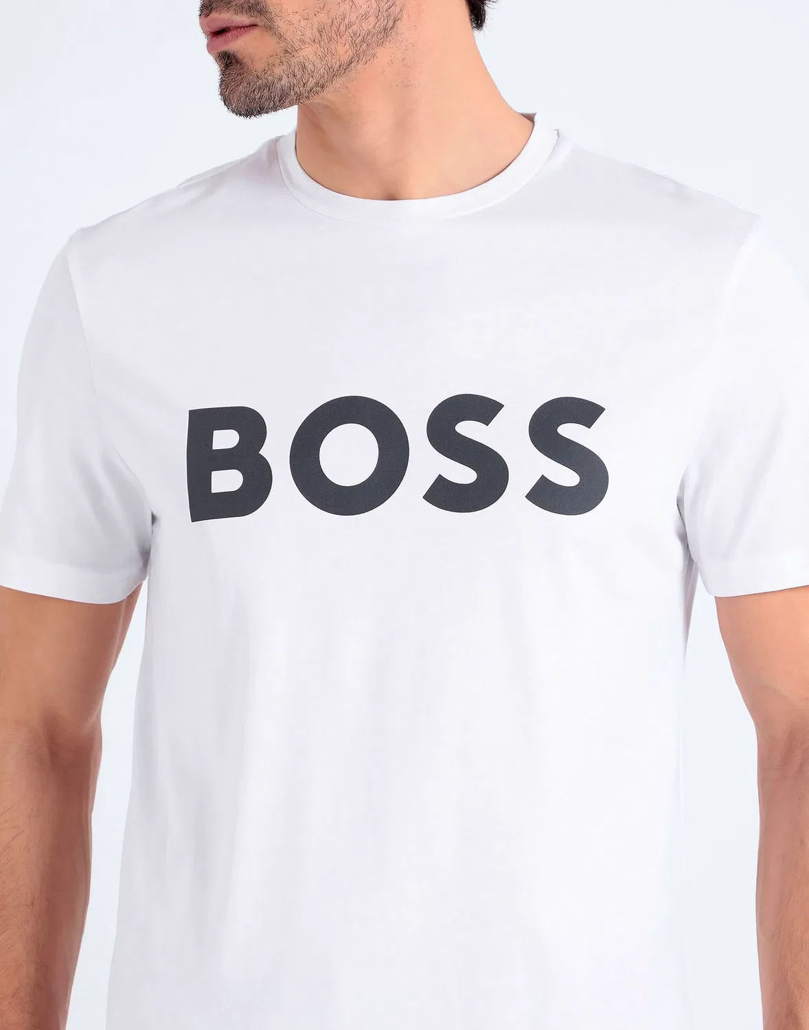 Футболка с логотипом BOSS белая — фото 4