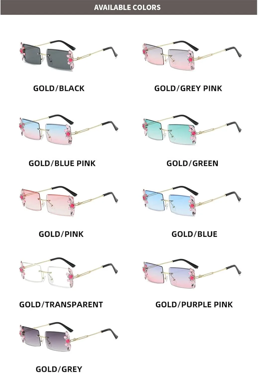 

Солнцезащитные очки Willochra без оправы, маленькие квадратные, со стразами, для женщин и мужчин, модные прямоугольные солнцезащитные очки без оправы, Blue