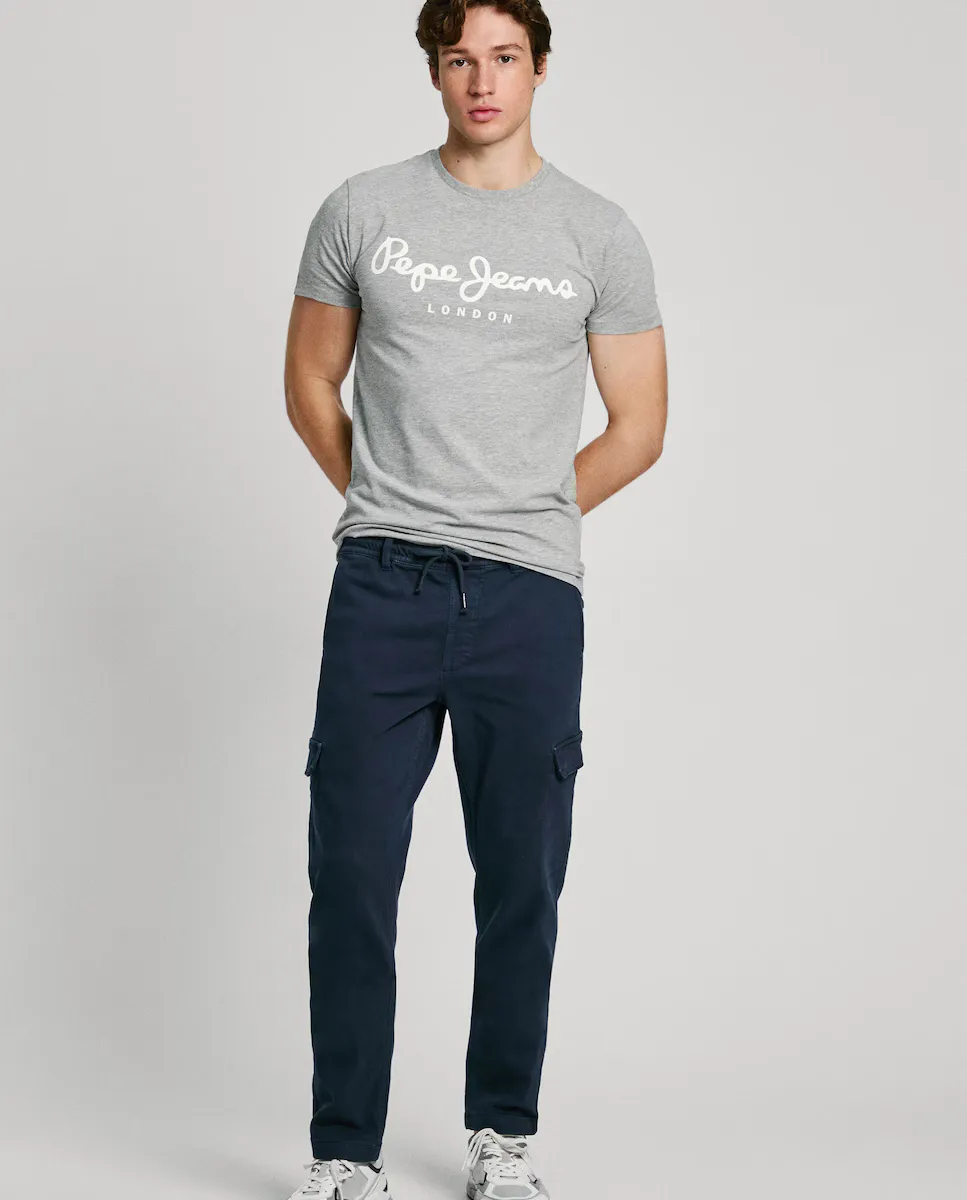 

Мужские брюки-карго узкого кроя из эластичной ткани Pepe Jeans, темно-синий