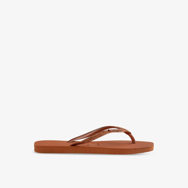 Квадратные резиновые шлепанцы с тисненым логотипом и блестками Havaianas, оранжевый
