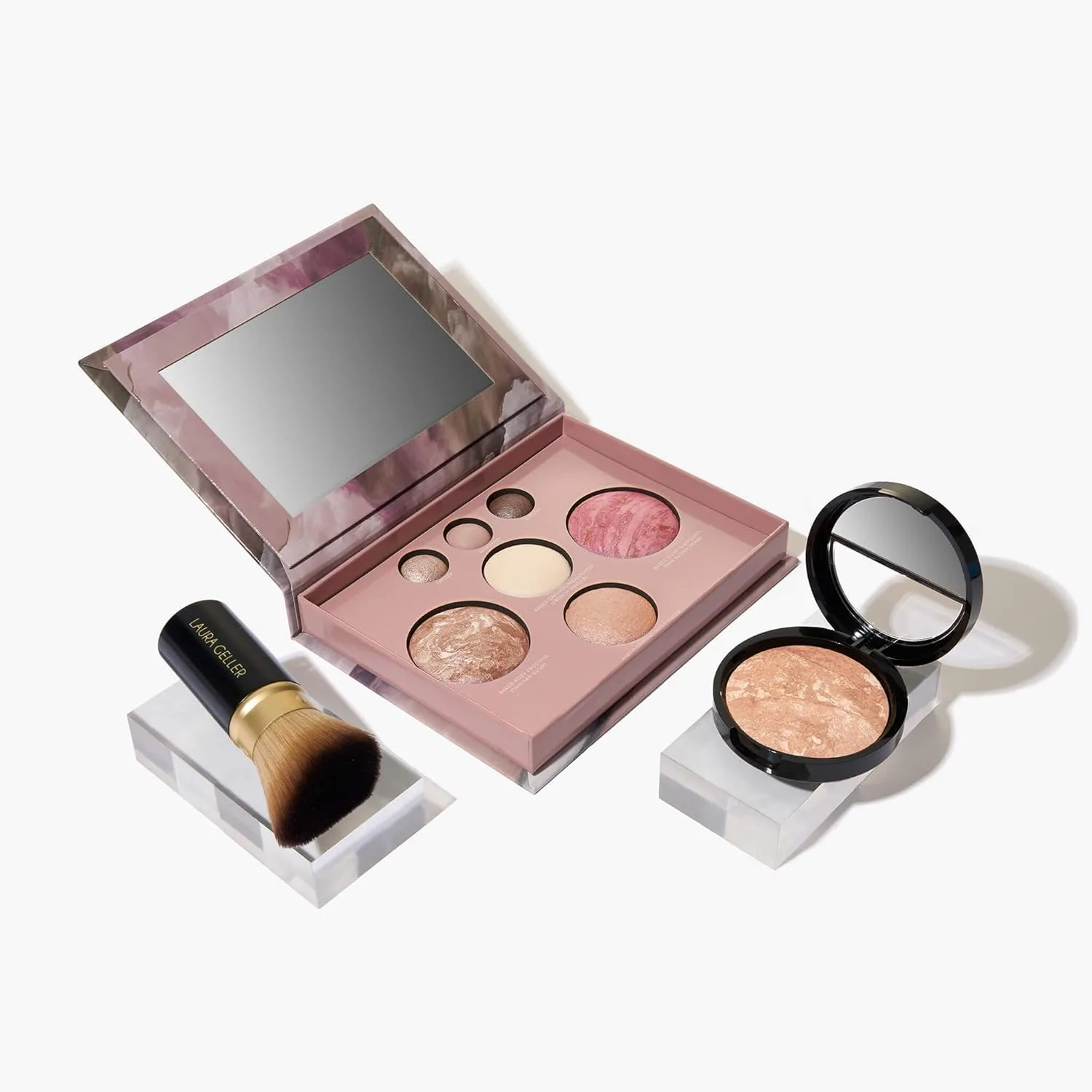 Стартовый набор для макияжа Laura Geller New York Baked Starter Kit, запеченная пудра-основа, палетка теней и кисть кабуки, фарфоровый