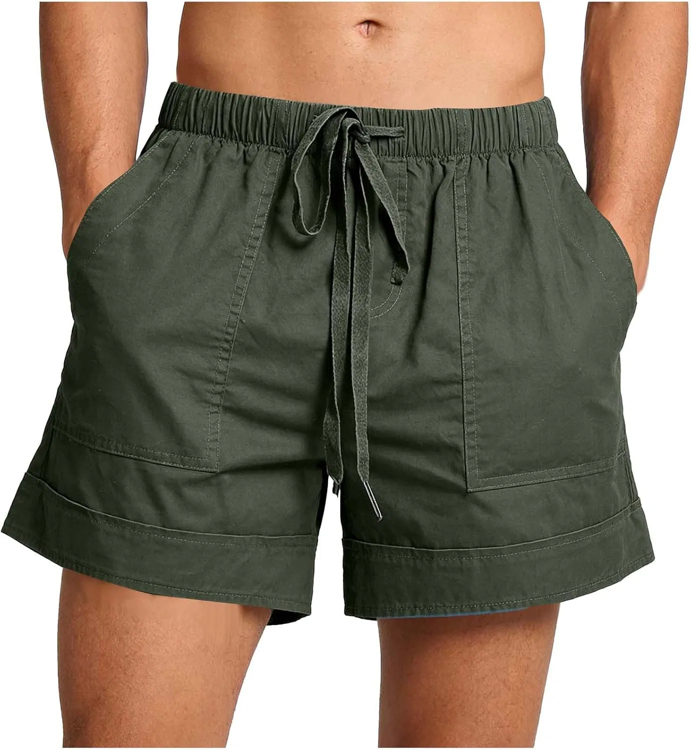 Шорты мужские из льна и хлопка, Athletic Casual, цвет Army Green