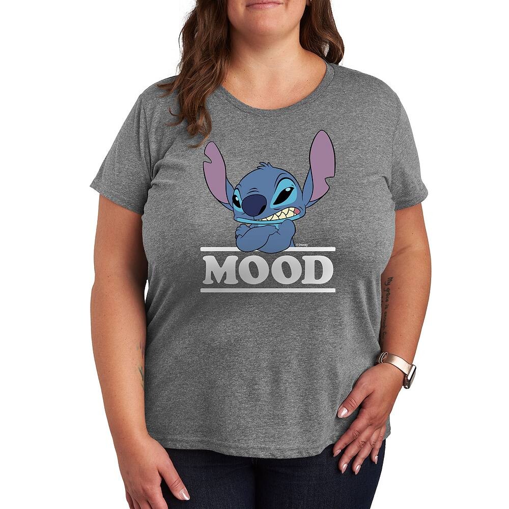 

Футболка Disney's Lilo & Stitch Plus с рисунком Mood, цвет Heather Gray