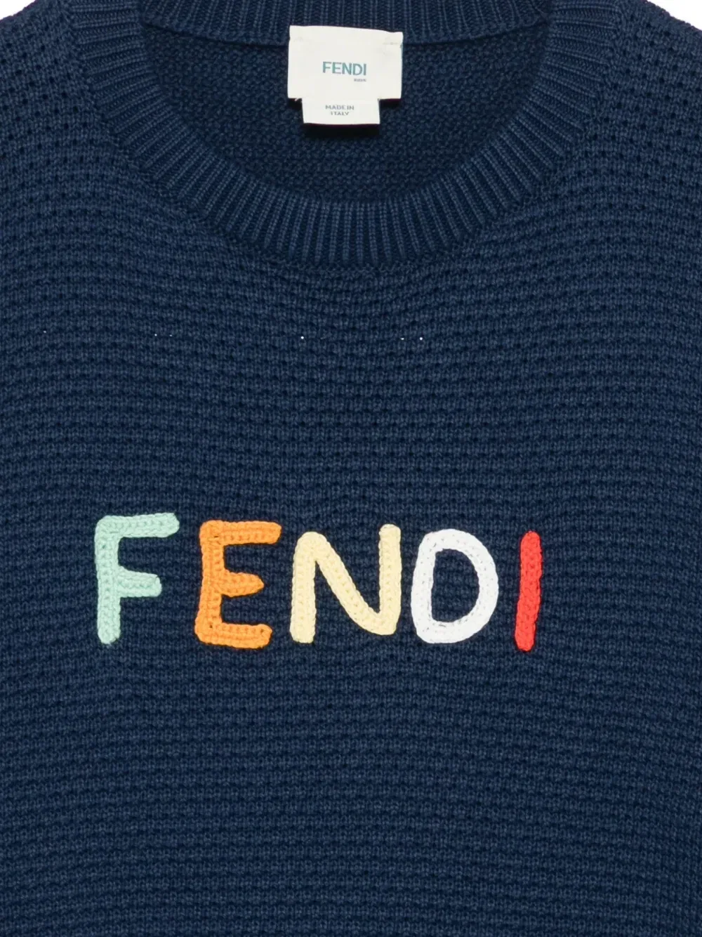 Свитшот с вышитым логотипом Fendi Kids, синий — фото 3