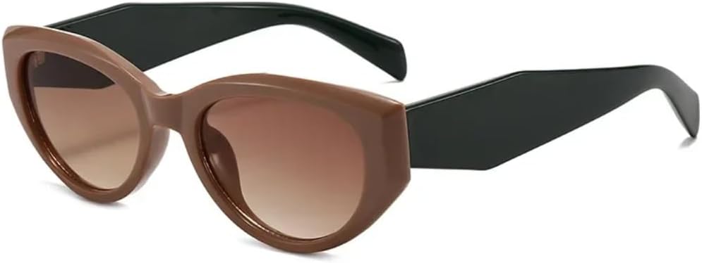 

Ретро-солнцезащитные очки «кошачий глаз» для женщин, модные зеленые конфетные оттенки, защита от УФ-излучения UV400; мужские модные очки с заклепками в стиле панк TVTBBVV, Brown Tea