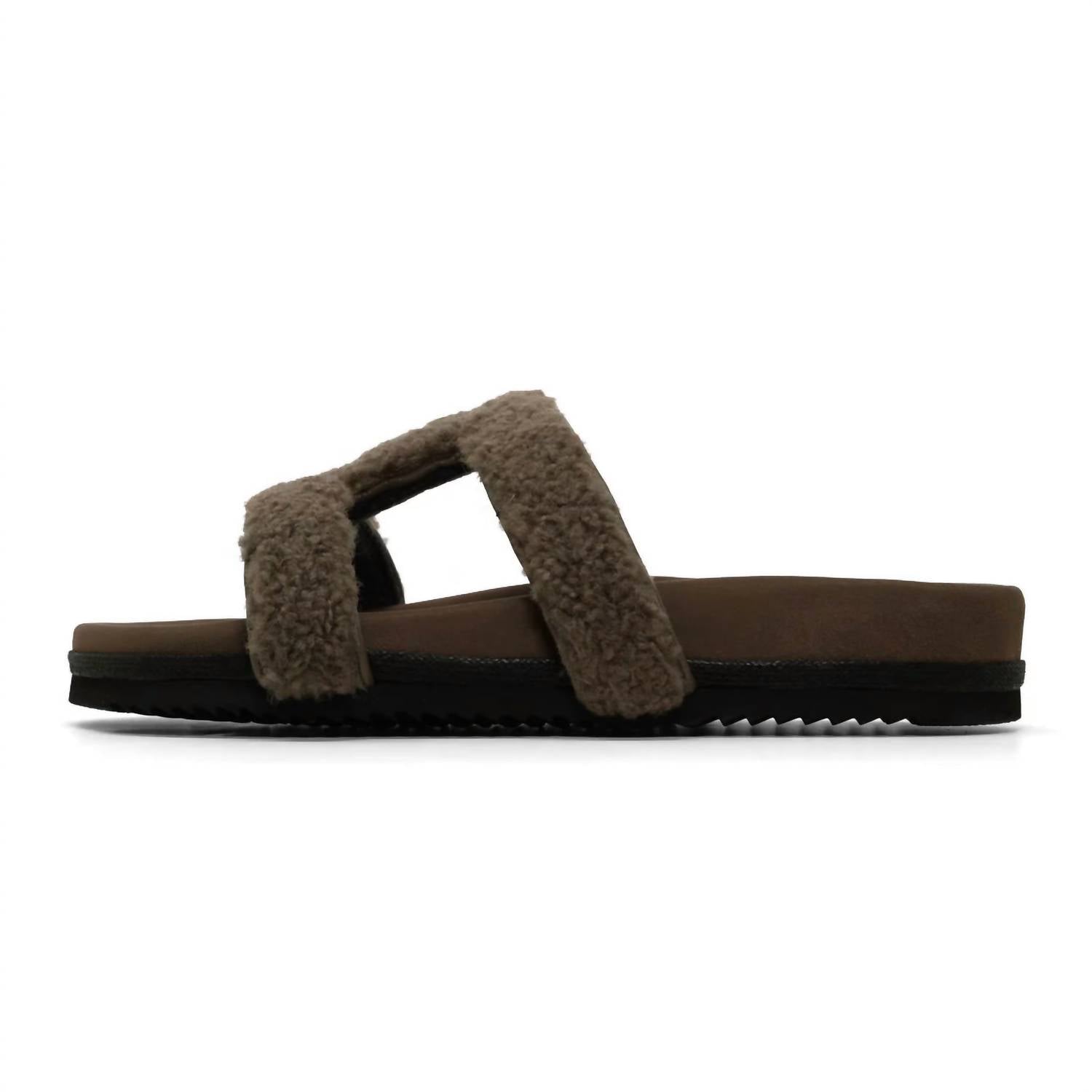 Women's Fuzzy Cuffs Sandal Faux Shearling In Taupe ROAM, Taupe — фото 2