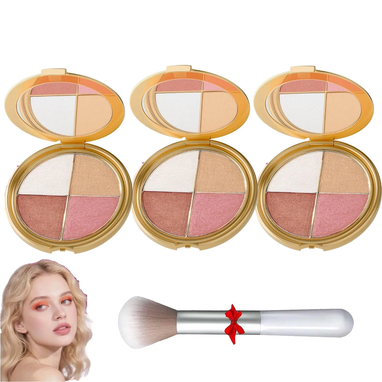 Палетка хайлайтеров для глаз и скул Glowjiu Glow Gallery Vokkrv, Set Of 3