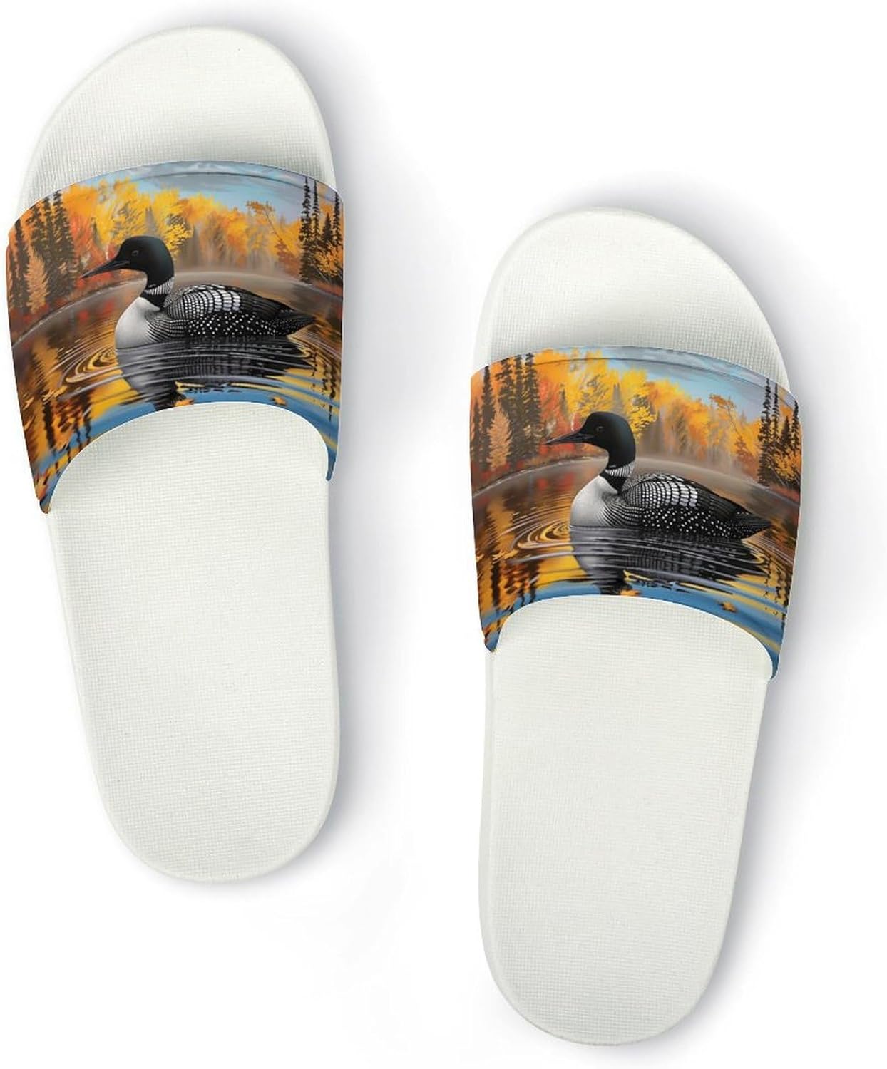 

Шлепанцы с изображением гагар, тапочки для душа, домашние тапочки, быстросохнущие, нескользящие, для ванной, бассейна, для женщин и мужчин, из ПВХ Brkgpw, белый