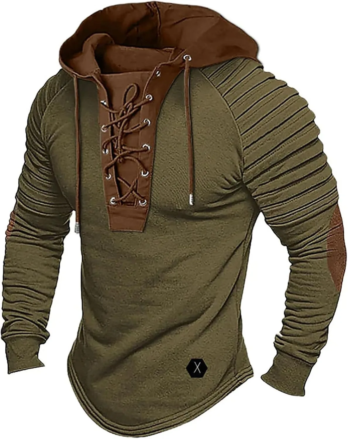 

Мужская худи с капюшоном на шнурке, длинный рукав, slim fit