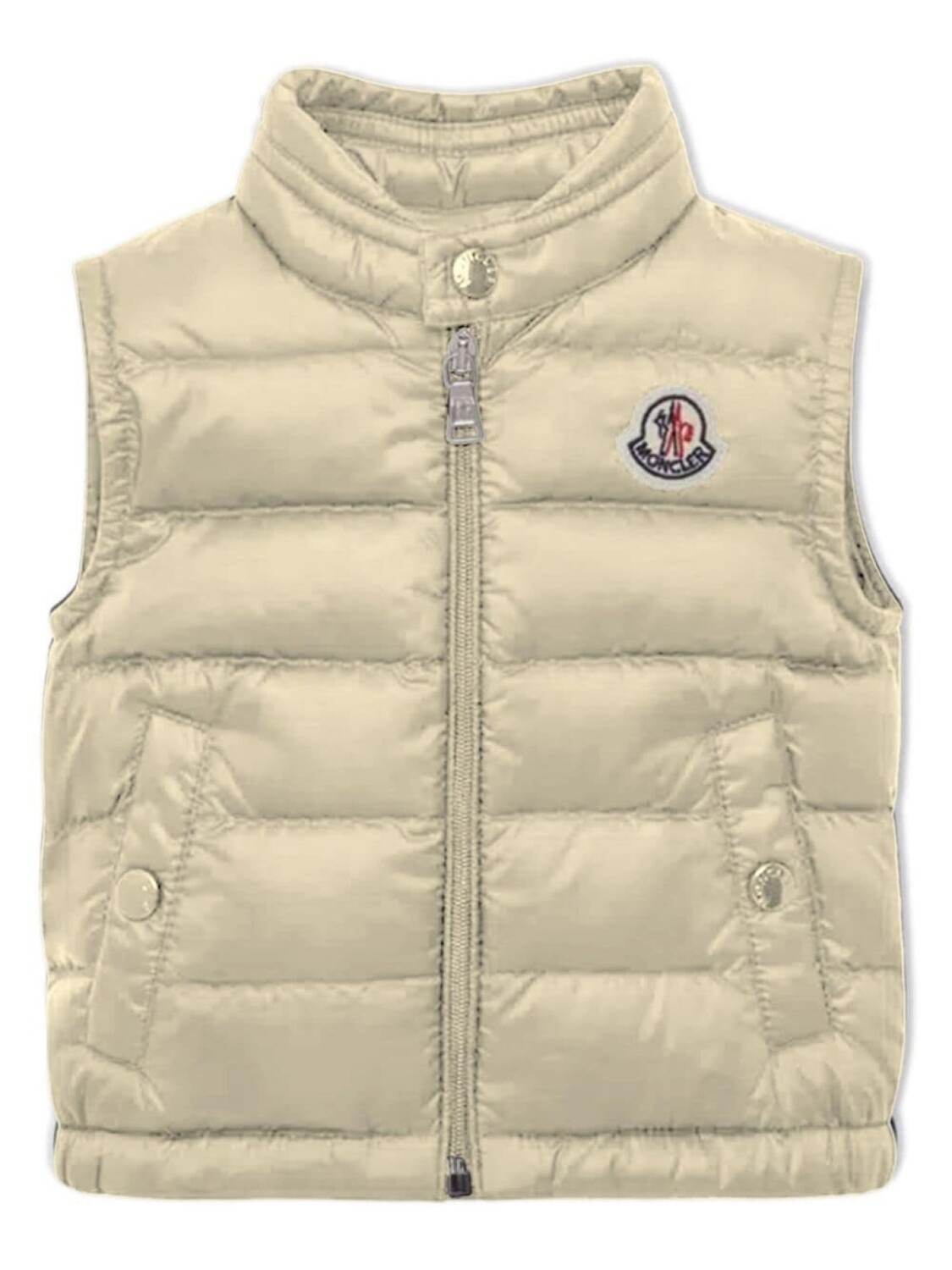 

Moncler Enfant дутый жилет с нашивкой-логотипом, нейтральный цвет