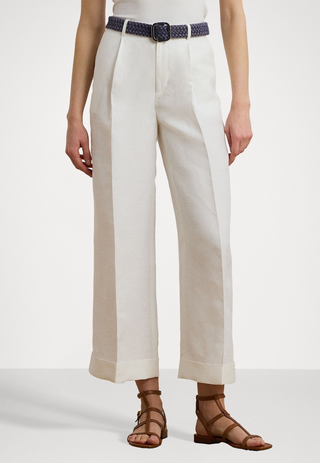 

Брюки Pleated Linen Blend Twill Trouser Lauren Ralph Lauren, белый