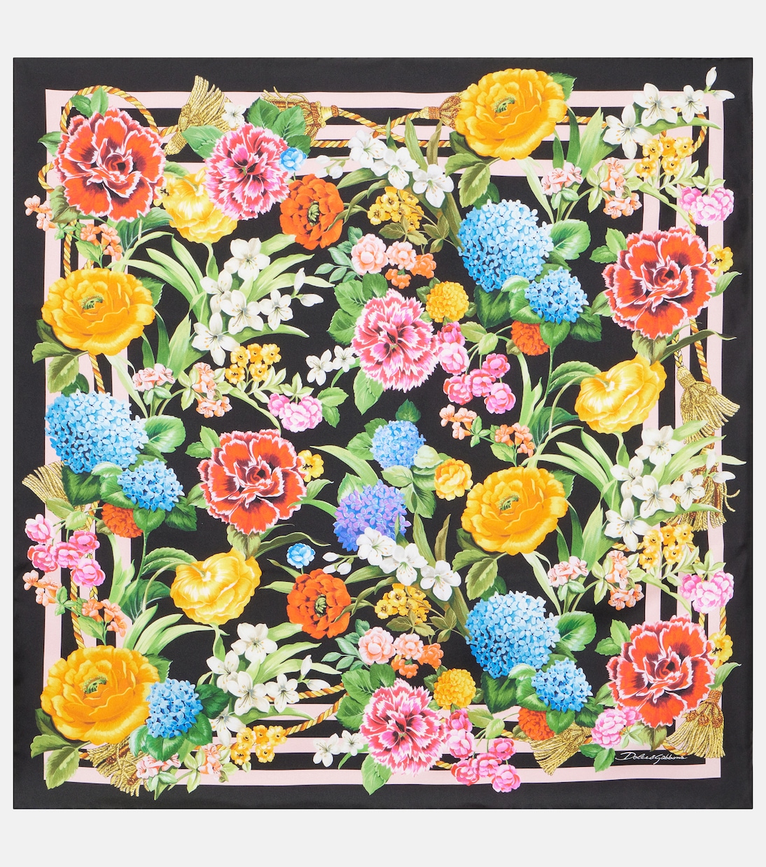 

Шелковый шарф с цветочным принтом Dolce&Gabbana, Mix/Fiori/Nero/Bordo