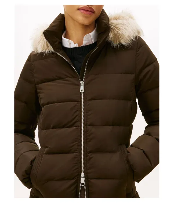 Пуховая куртка slim fit Tommy Hilfiger, коричневый — фото 4