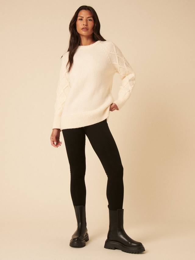 

Джемпер с рукавами из кабельной вязки Nobody's Child, Ivory