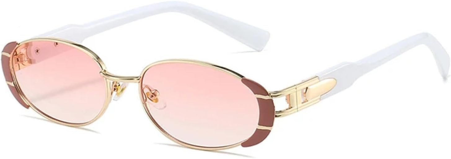 

Ретро овальные солнцезащитные очки для женщин, модные градиентные очки с защитой от УФ-излучения UV400, мужские солнцезащитные очки в стиле панк TVTBBVV, Golden White Pink