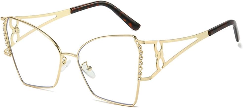 

Модные солнцезащитные очки-бабочки 2027 года для женщин, металлические панк-очки, мужские зеркальные очки с полым декором, защита от УФ-излучения UV400 MTZJH, Gold Clear