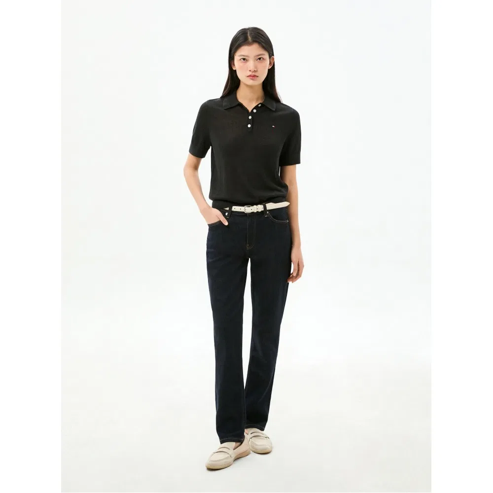 Женский свитер поло из смесового льна чёрный от Tommy Hilfiger Women — фото 2