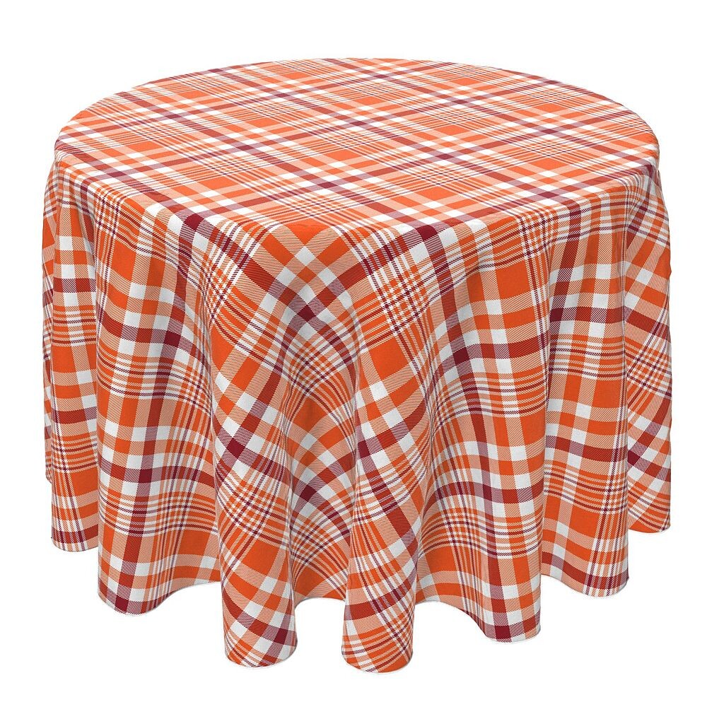 

Круглая скатерть, 100% хлопок, 60 круг, плед 14 Fabric Textile Products, оранжевый