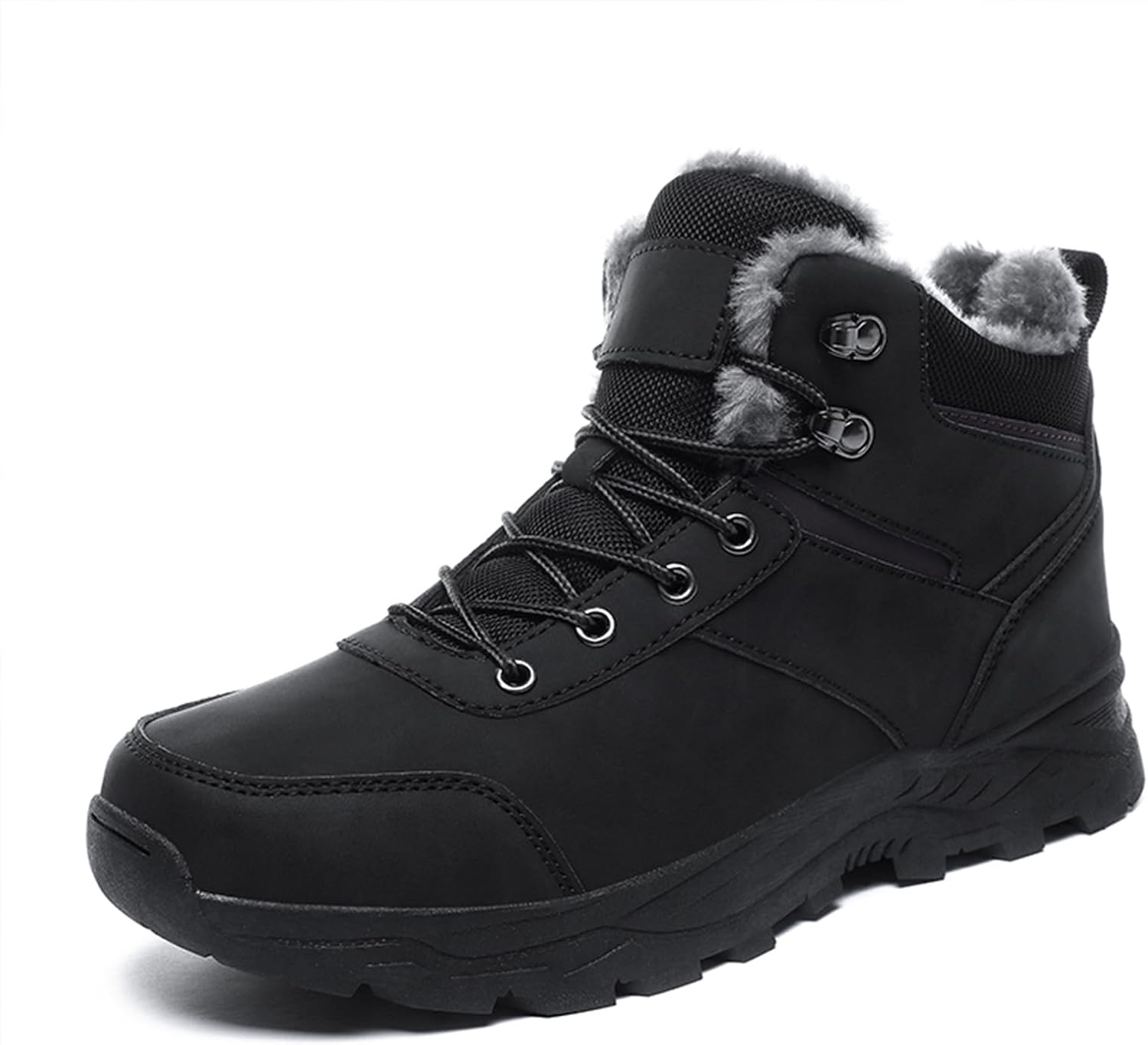 

Мужские теплые зимние ботинки NXNBHSL с меховой подкладкой, модные, удобные, легкие, водонепроницаемые, с противоскользящей подошвой, на шнуровке, для походов, работы и зимнего отдыха на улице, черный