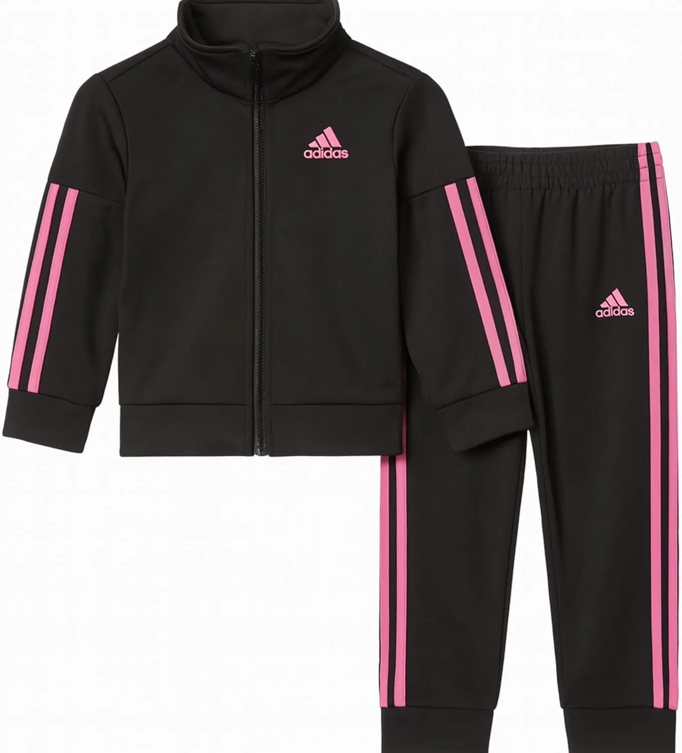 Детский спортивный костюм из трикотажа adidas, черный/светло-розовый