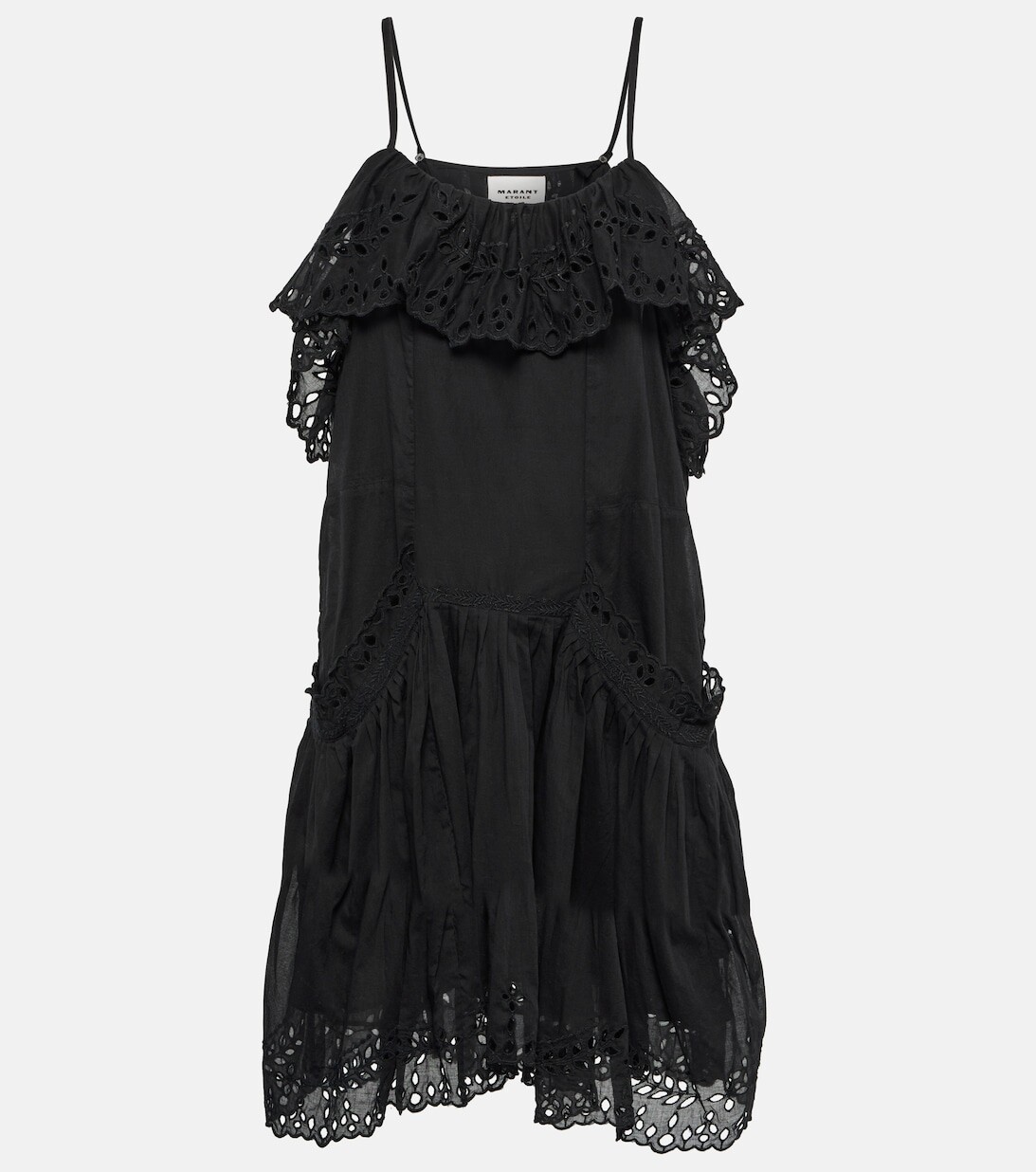 

Ярусное мини-платье из хлопка MARANT ETOILE, черный