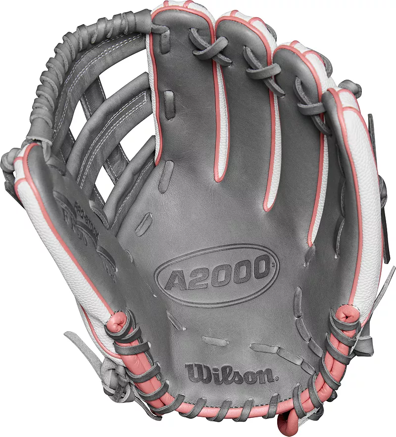 

Перчатки Wilson 12,25 дюйма FP50 A2000 SuperSkin Series Fastpitch 2025 г, белый/серый/розовый