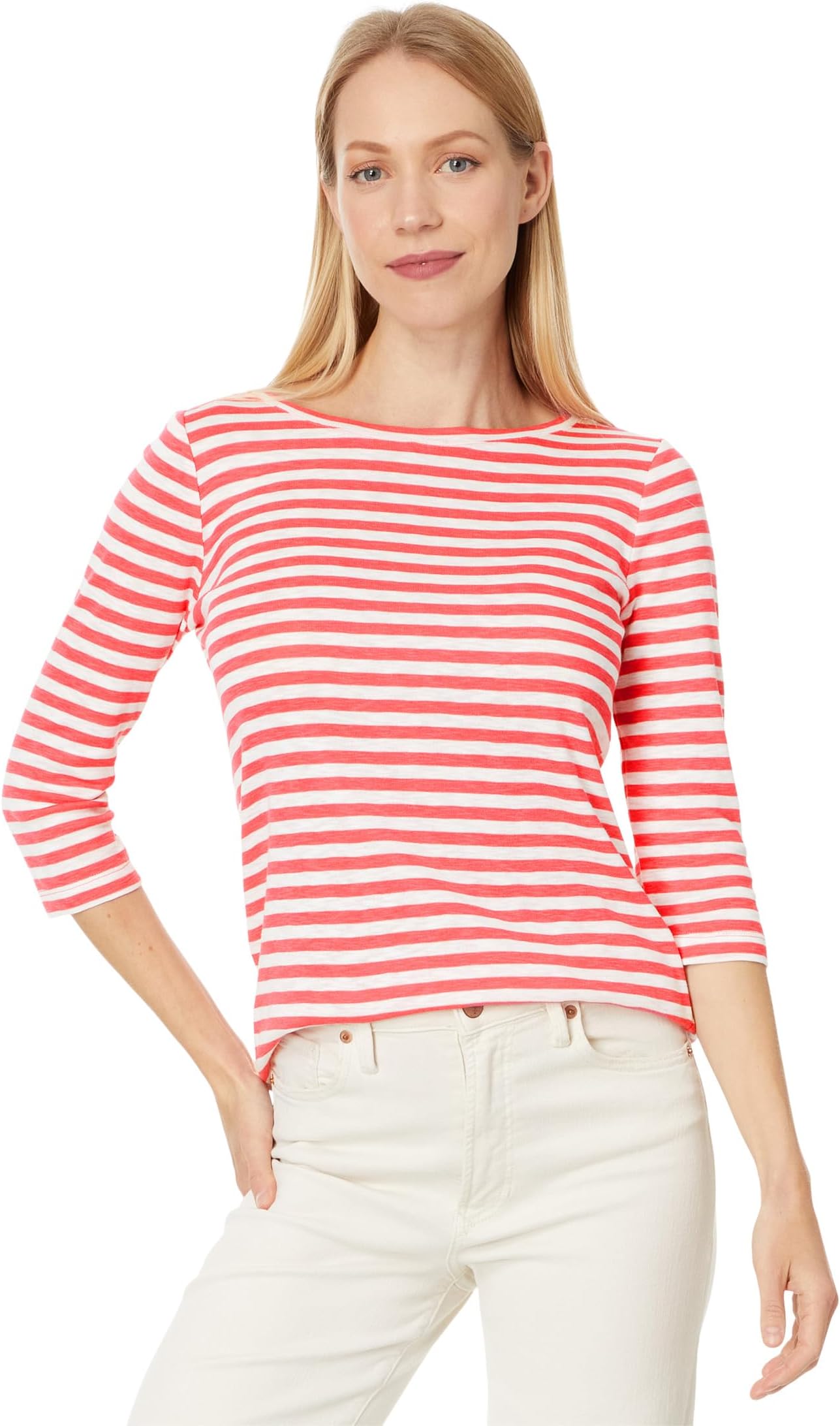 

Футболка NIC+ZOE 3/4 Sleeve Stripe Boat Tee, Brick
