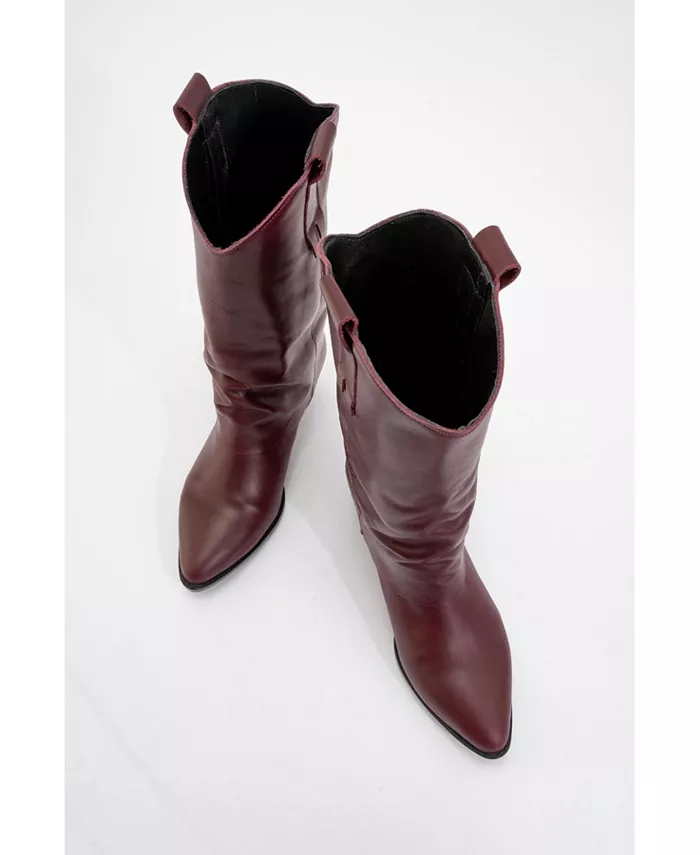 Ботинки Teodora на кожаной платформе с квадратным каблуком (женские) Forever & Always Shoes, красный — фото 2