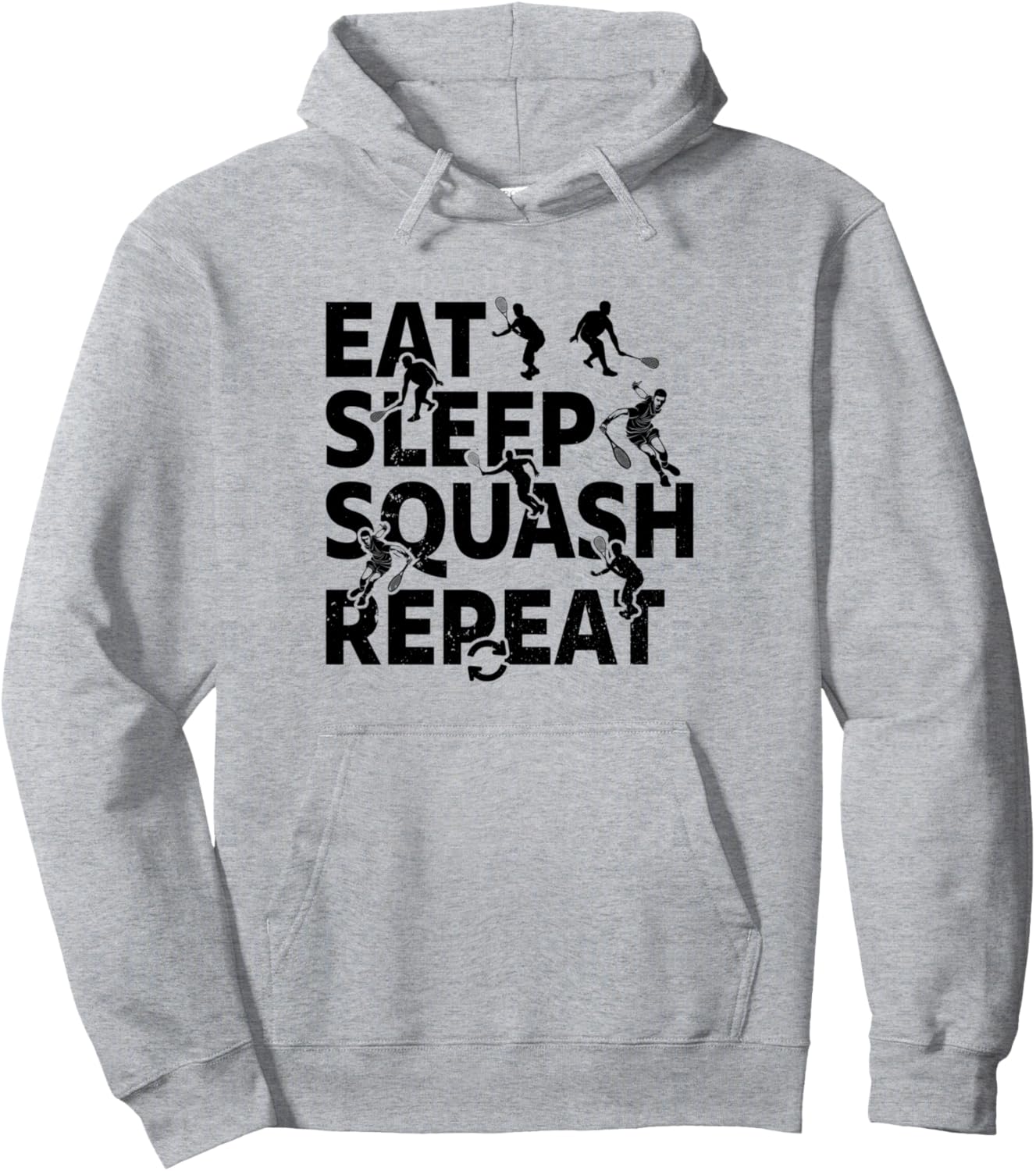 

Ешь, спи, играй в сквош, повторяй - Худи с силуэтом игрока в сквош Playing Squash Player, серый