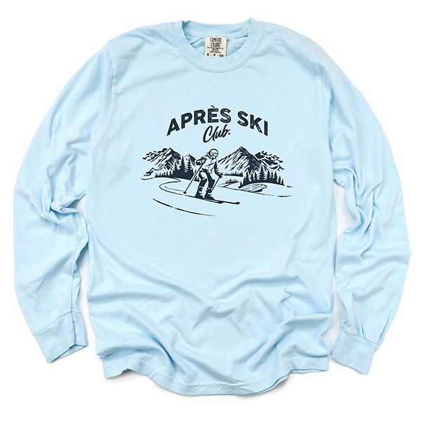 

Aprés ski club mountains - женская футболка с длинным рукавом и принтом Simply Sage Market, Chambray, Зеленый, Aprés ski club mountains - женская футболка с длинным рукавом и принтом Simply Sage Market, Chambray