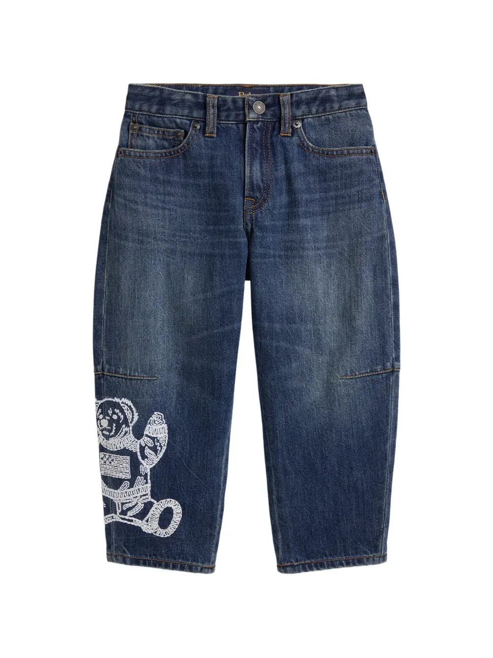 Джинсы с изогнутой формой медведя Polo Ralph Lauren Kids, синий
