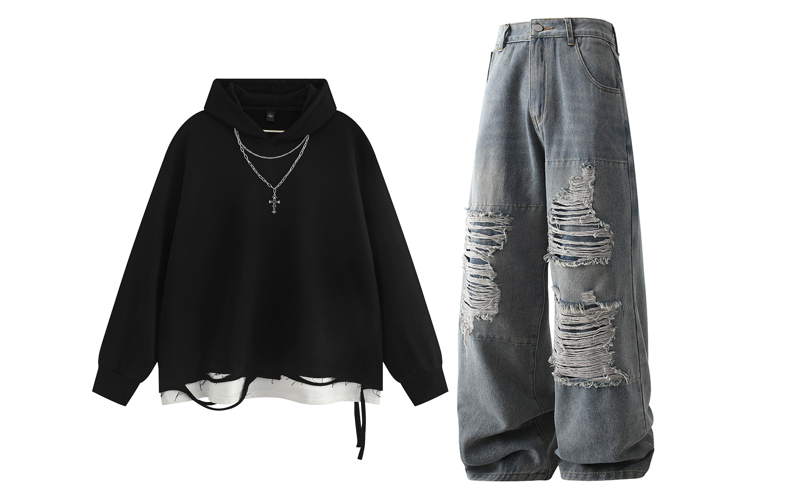 

Повседневный худи Unisex Casual Sportswear X1617, черный top+синий pants